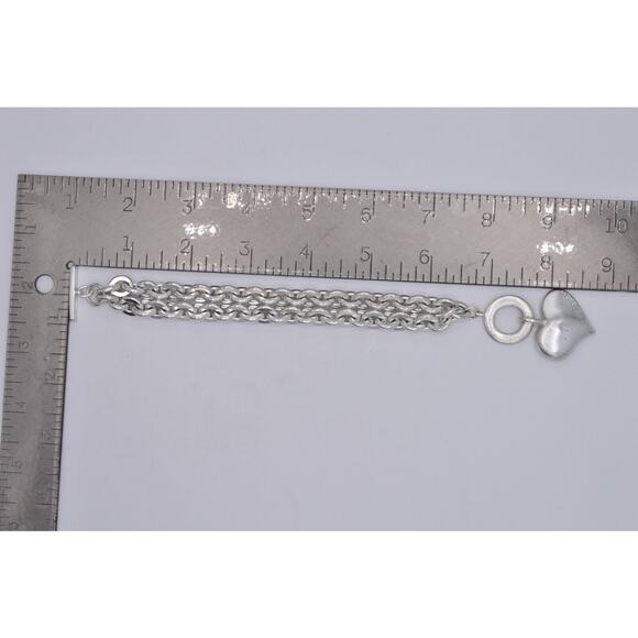 Givenchy Vintage Heart Charm Bracelet Logo Chain Brushed Silver Toggle 80s Bin6 - Picture 12 of 12